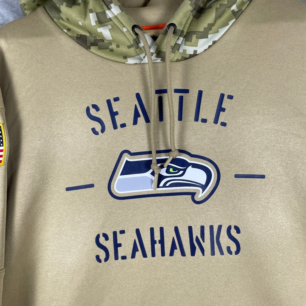 Nike Hoodie Men XXL Tan Seattle Seahawks Salute to Service Camo AT6747-297 - Picture 3 of 13